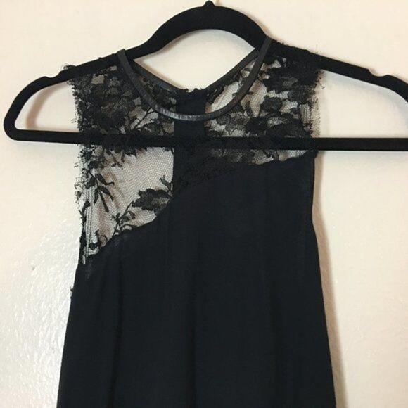 ALC Black Mini Dress Asymmetrical Lace Top Micromodal Womens Size S Small - Picture 6 of 12